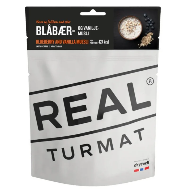 Begränsat antal Real Turmat Blåbär & Vaniljmuesli