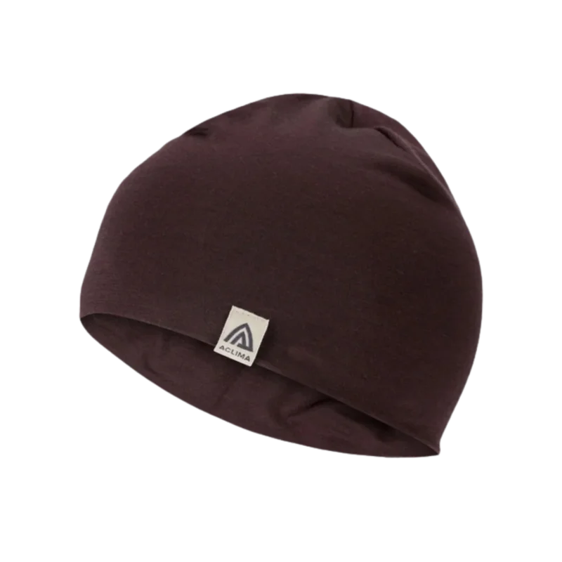 Rabatt Aclima LightWool Relaxed Beanie Chocolate Plum