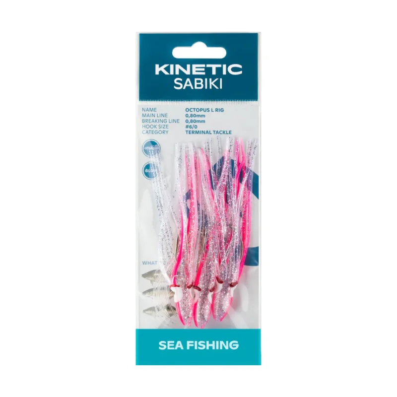 Kinetic Sabiki Octopus L #6/0 150CM 0.80MM PINK/GLOW Expressleverans