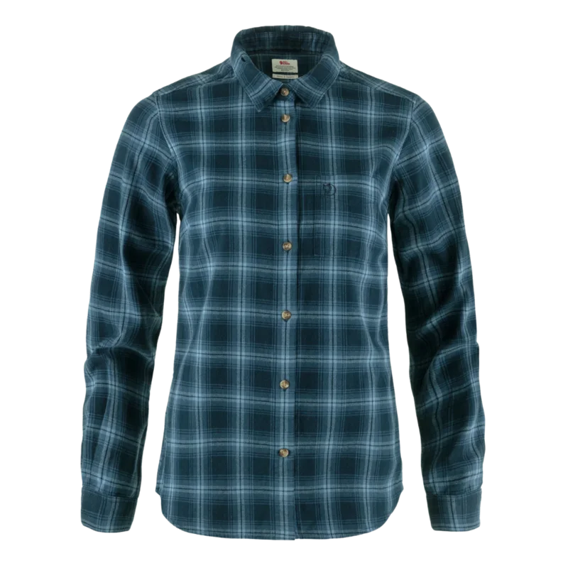 Rabatt Fjällräven Övik Flannel Shirt W Dark Navy/Indigo Blue