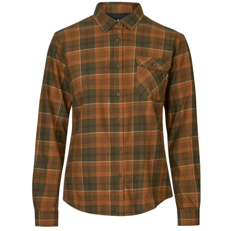 Seeland Skye Flanellskjorta Dam Grizzly Brown/Terracotta Check Billig