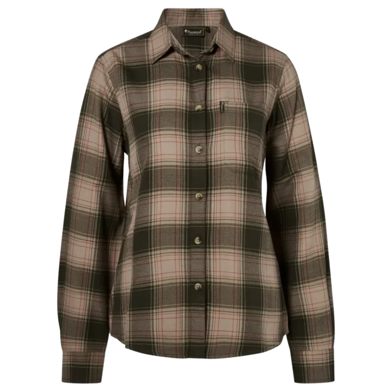 Pinewood Finnveden Forest Flannel Shirt Dam Olive/D.Green Sänkt pris