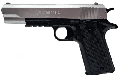 Cybergun Colt 1911A1 Dual Tone Metal Slide Fjäderdriven Pistol - Silver/Svart Fynd