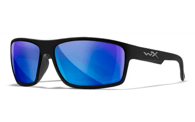 WileyX Peak Captivate Polarized Blue Mirror Lenses Matte Black Frame Fri frakt