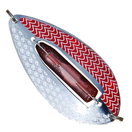 Fynd Wiggler Muskus Blinkpirk 98mm - Silver/Röd/Vit