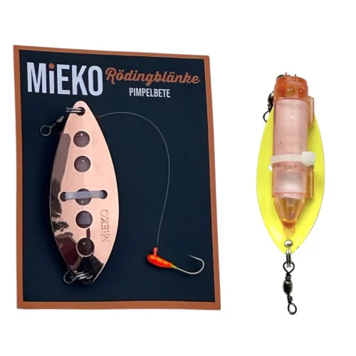 Mieko Rödingblänke - Hot Yellow (Fluo) med Mormyska Scandi Fluo Orange Expressleverans