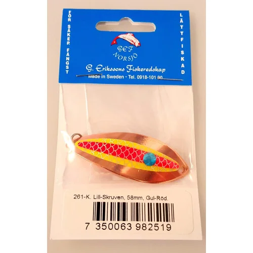 G. Eriksson Rödingblänke Lill-Skruven 58 mm - Koppar Gul/Röd Erbjudande