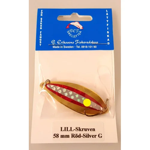 G. Eriksson Rödingblänke Lill-Skruven 58 mm - Guld Röd/Silver Populär