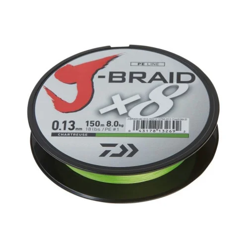 Daiwa J-Braid X8 150m 0,13mm/8,1kg - Chartreuse Handla nu