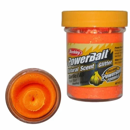 Powerbait Natural Scent Glitter Garlic - Fluo Orange Utförsäljning