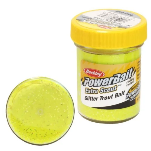 Powerbait Natural Scent Glitter Garlic - Sunshine Yellow Populär