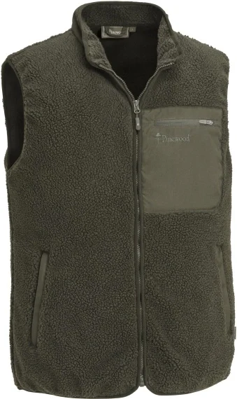 Pinewood Pile Vest Dark Green Sänkt pris
