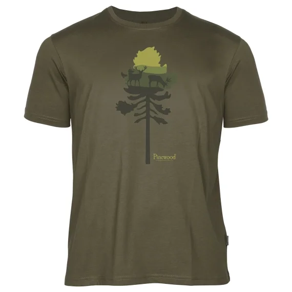 Köp nu Pinewood Finnveden Rec. Outdoor T-Shirt Olive Mel Pine Tree