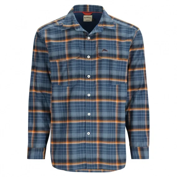 Simms ColdWeather Shirt Neptune/Sun Glow Ombre Plaid Trygg betalning