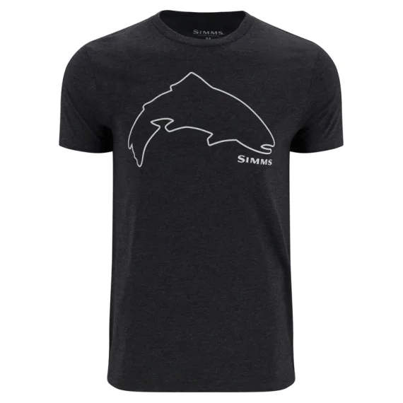 Simms Trout Outline T-Shirt Dark Gunmetal Heather Premium