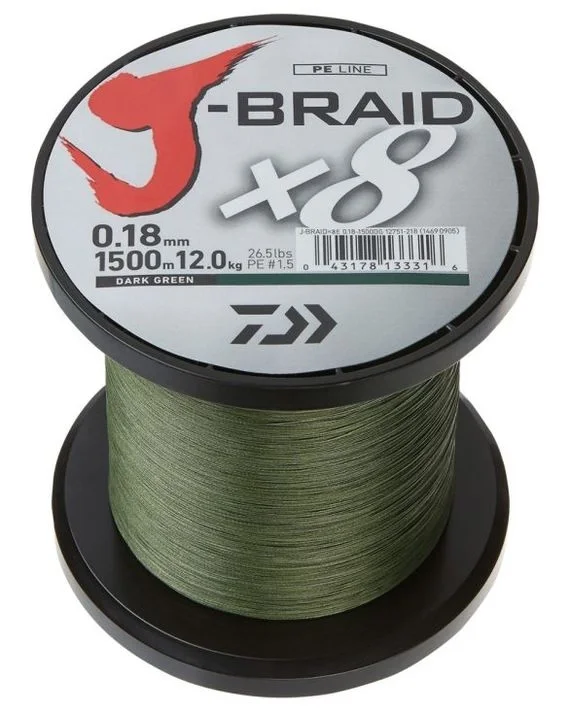 Endast denna vecka Daiwa J-Braid X8 1500m Dark Green