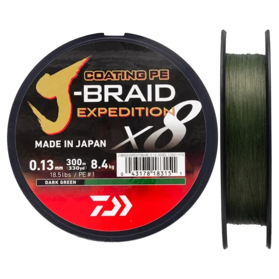 Begränsat antal Daiwa J-Braid Expedition x8E 300m Dark Green