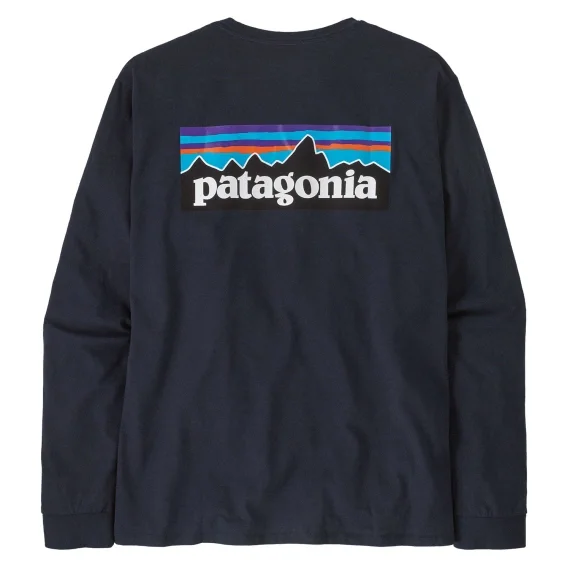 Begränsat erbjudande Patagonia M's L/S P-6 Logo Responsibili-Tee New Navy