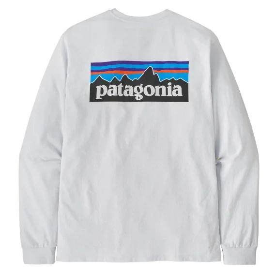 Endast denna vecka Patagonia M's L/S P-6 Logo Responsibili-Tee White