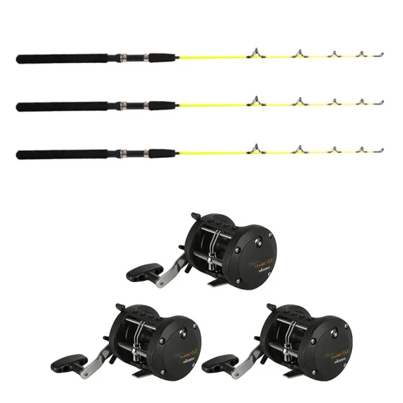 Okuma Classic CLX -200La 0bb/Fladen Ice Pike 115cm Höger 3-Pack Erbjudandepris