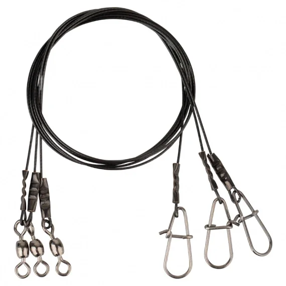 Snabb leverans Savage Gear Black7 Trace 20cm 0.35mm 7kg Swivel/Needle Snap 3pcs