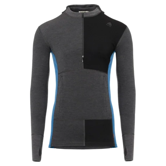 Beställ idag Aclima WarmWool Hoodsweater w/zip M's Marengo/Jet Black/Corsair