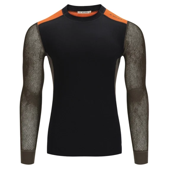 Endast denna vecka Aclima WoolNet Hybrid Crewneck M's Jet Black/Tarmac/Gold Flame
