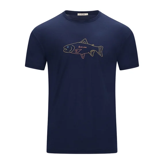 Trygg betalning Aclima LightWool 140 Classic Tee Salmon M's Navy Blazer