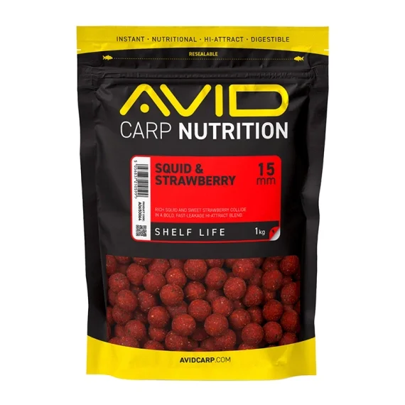 Handla nu Avid Squid & Strawberry Boilies 1kg