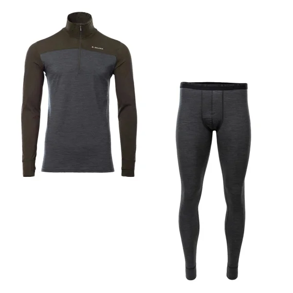 Aclima LightWool 180 Polo w/zip & Longs M's Tarmac/Marengo Beställ nu