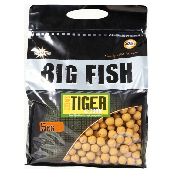 Kundfavorit Dynamite Baits Big Fish Sweet Tiger & Corn Boilies 5kg