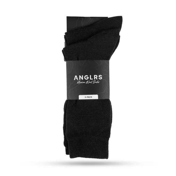 Anglrs Merino Wool Socks Black 41-46 2-pack Nedsatt pris