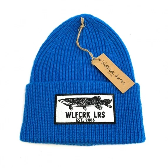 Wolfcreek Pike Patch Knitted Beanie - Blue Trygg betalning