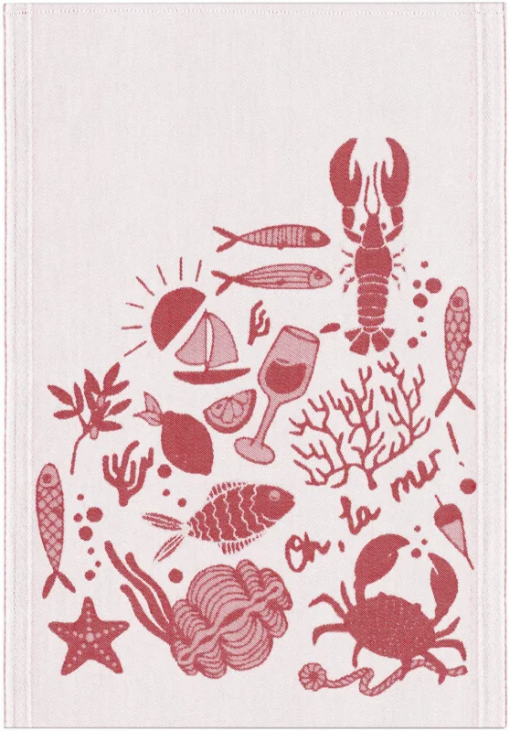Begränsat antal HANDDUK OH LA MER! RÖD 35X50