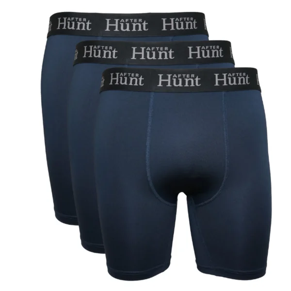 Mens Boxer Underwear Long 3-pack Dark Blue Fynd