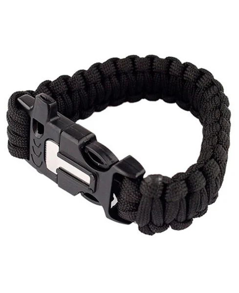 Survival Bracelet m/ Fire Starter Svart Fynd