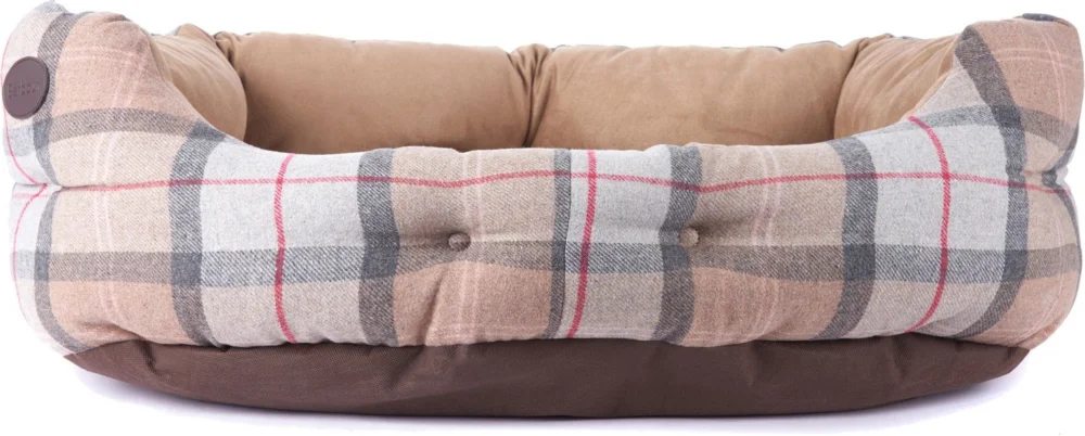 Luxury Dog Bed 30 Taupe/Pink Tartan Trygg betalning