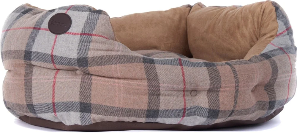 Luxury Dog Bed 24 Taupe/Pink Tartan Rabatt