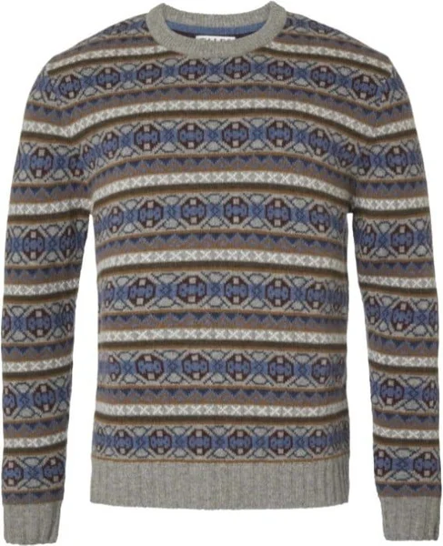 Handla nu Moss Wool Sweater Men Stone Grey Jaquard