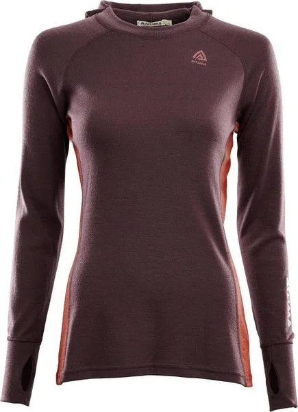 Aclima WarmWool Hoodsweater Woman Fudge/Red Ochre Billigare