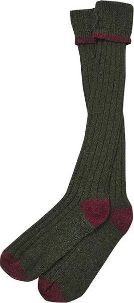Contrast Gun Stockings Olive/Cranberry Fynd