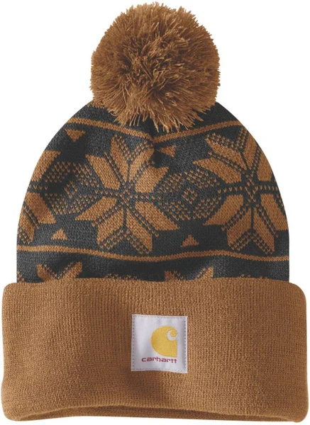 Carhartt W's Knit Pom Jacquard Beanie Carhartt® Brown Sista chansen