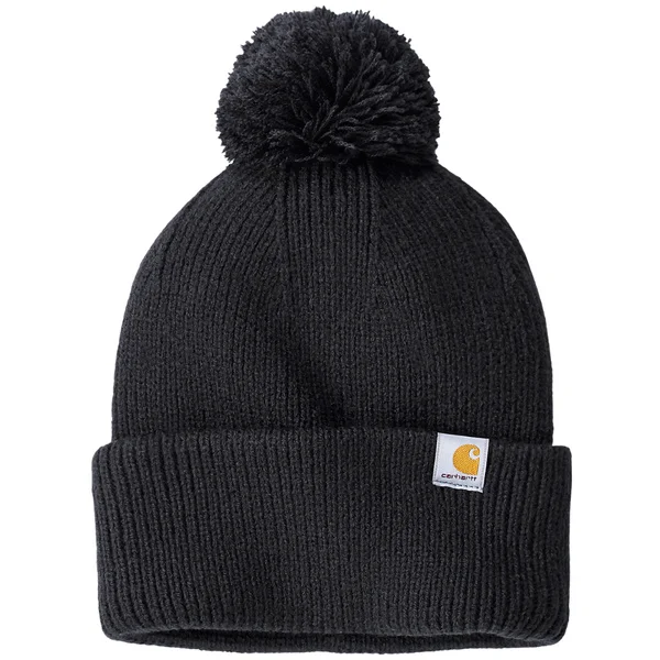 Carhartt W's Knit Pom-Pom Cuffed Beanie Black Fynd