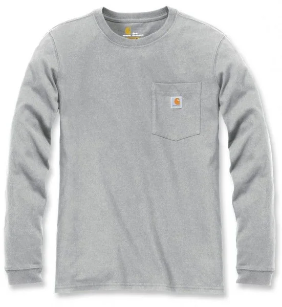 Carhartt W's Workwear Pocket L/S T-Shirt Heather Grey Extra rabatt