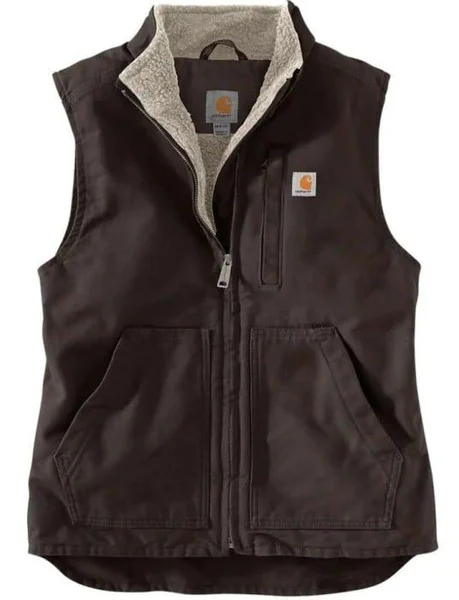 Carhartt W's Sherpa Lined Mock Neck Vest Dark Brown Populärt val