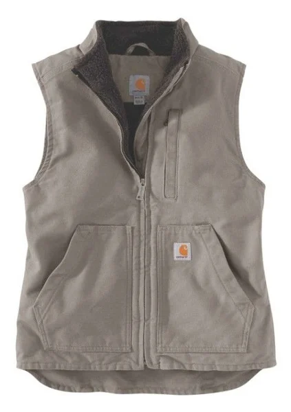 Carhartt W's Sherpa Lined Mock Neck Vest Taupe Grey Billig