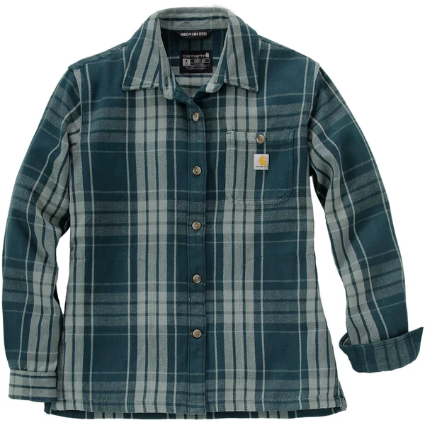 Carhartt W's Loose Fit Twill Plaid Shirt Greenstone Premium
