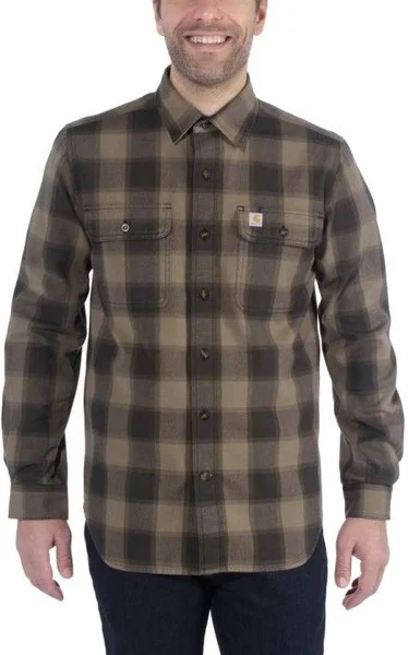 Carhartt Hubbard Slim Fit Flannel Shirt Burnt Olive Billigare