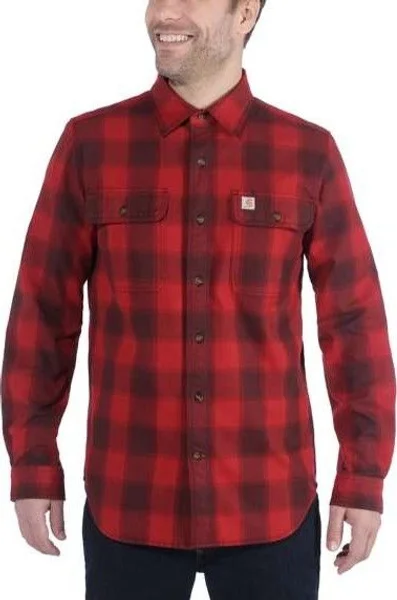 Carhartt Hubbard Slim Fit Flannel Shirt Dark Crimson Nedsatt pris