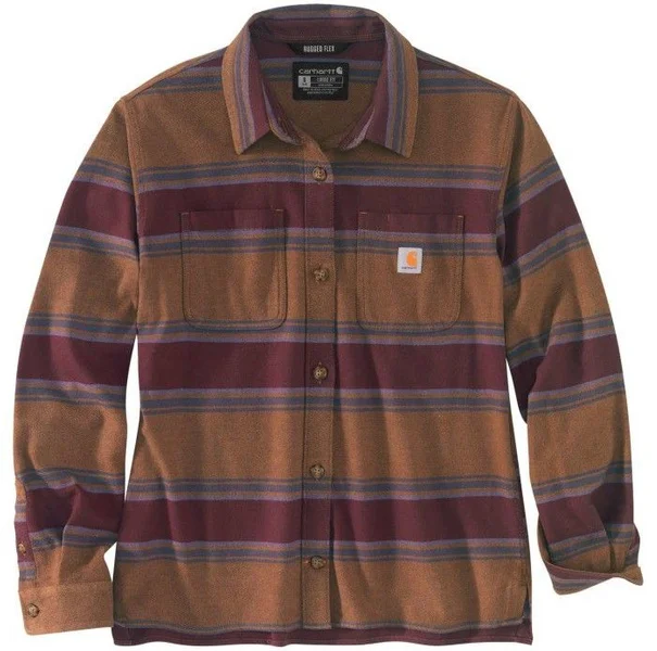 Carhartt W's Rugged Flex Flannel Chocolate Brown Stripe Sista chansen